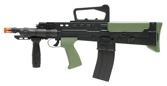 Spring L86A2 Assault Rifle FPS-375 Flashlight, Fore Grip Airsoft Gun.